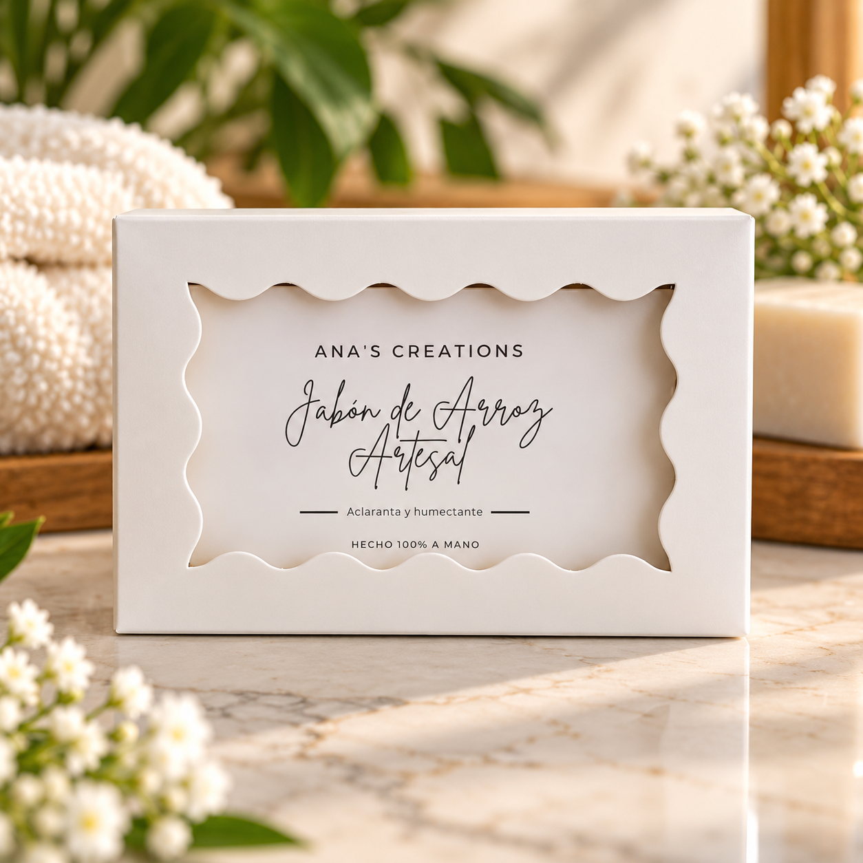 Jabón de Arroz Artesanal – Aclarante e Hidratante | ANA’S CREATIONS