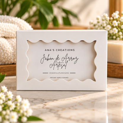 Jabón de Arroz Artesanal – Aclarante e Hidratante | ANA’S CREATIONS