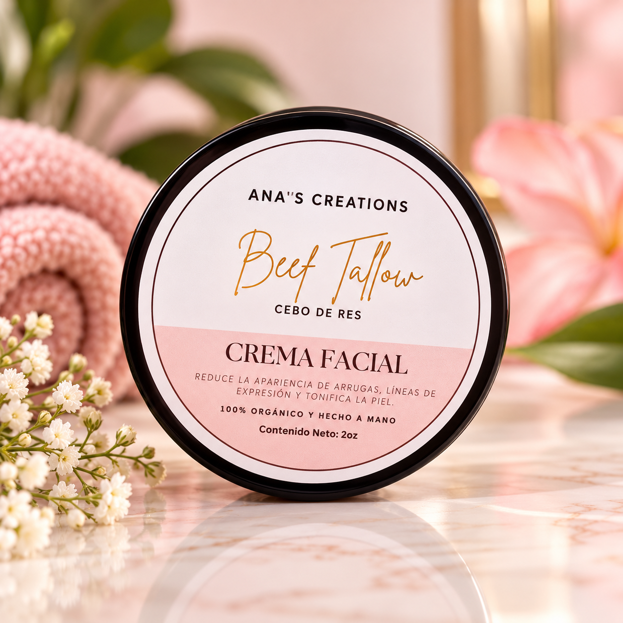 Crema Facial de Sebo de Res (Beef Tallow) – Hidratación y Suavidad | ANA’S CREATIONS