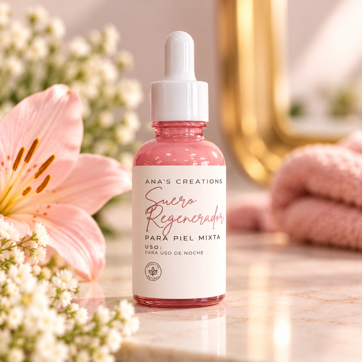 Suero Facial Regenerador para Piel Mixta – Ácido Hialurónico y Niacinamida | ANA’S CREATIONS
